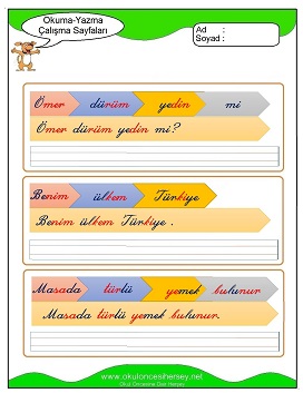 ü sesi Çalışma Sayfaları